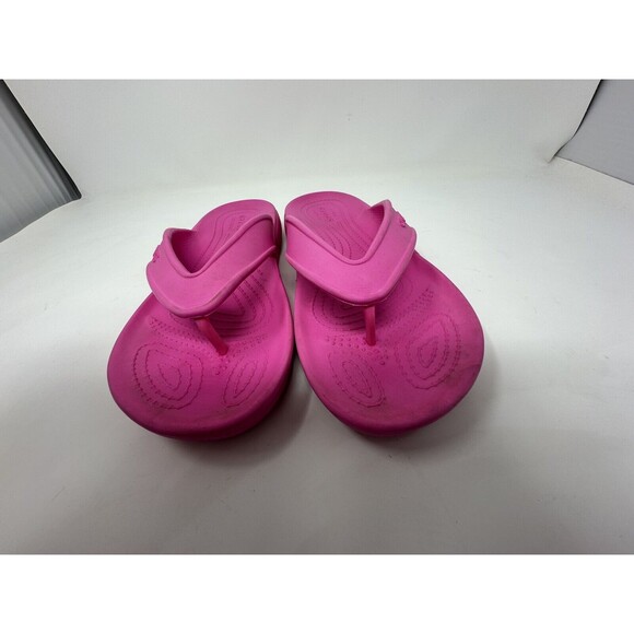 Crocs‎ Iconic Comfort Hot Pink Thong Flip Flops Women’s sz 8 - Picture 3 of 7